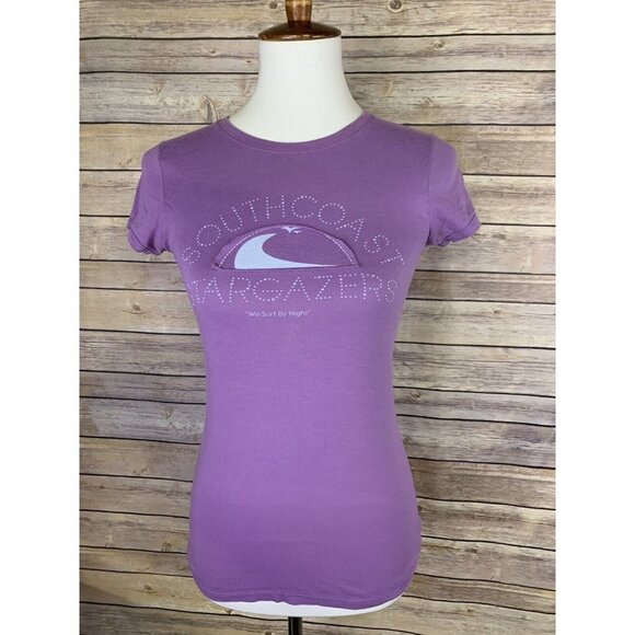 American Eagle Womens XS Graphic Tee Purple Stargazer Embroidered Top - Picture 1 of 8